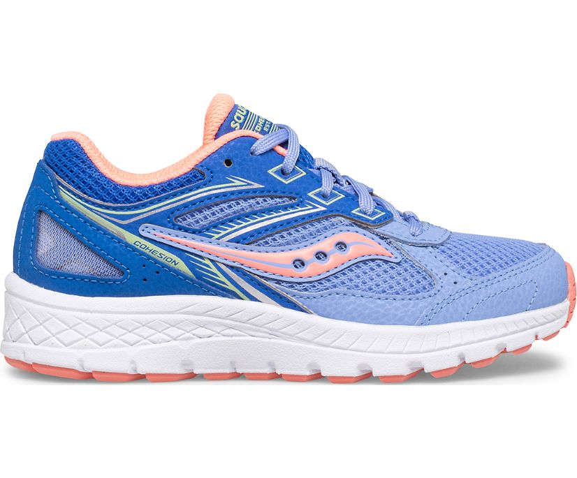 Kids' Saucony Cohesion 14 Lace Sneakers Blue / Coral | Singapore 847GSOL